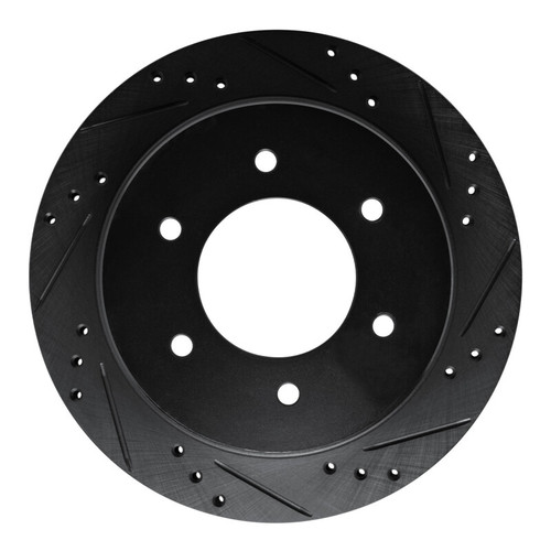R1 15-17 Mitsubishi Montero Limited (Mexico) Rear Right Drilled & Slotted Black Brake Rotor
