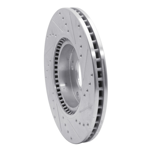 R1 05-24 Hyundai Veloster Front Left Drilled & Slotted Silver Brake Rotor