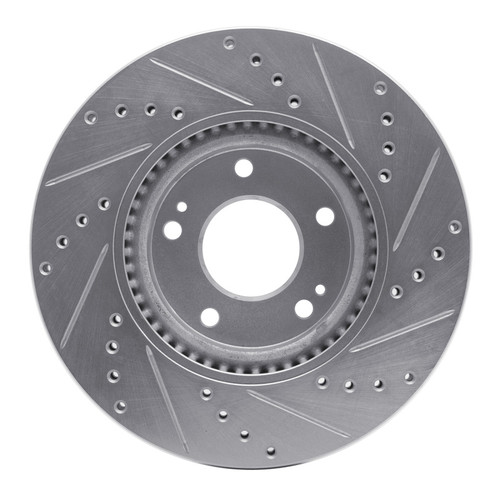 R1 05-24 Hyundai Veloster Front Left Drilled & Slotted Silver Brake Rotor