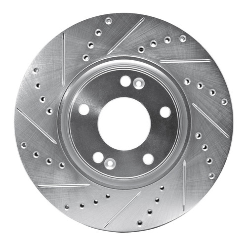 R1 04-11 Hyundai AZERA Front Left Drilled & Slotted Silver Brake Rotor