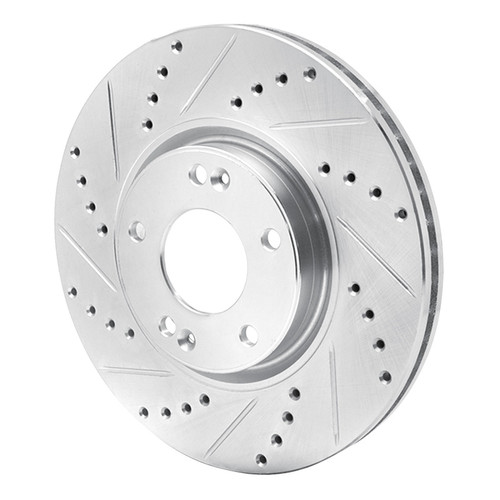 R1 04-11 Hyundai AZERA Front Left Drilled & Slotted Silver Brake Rotor