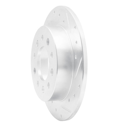 R1 03-08 Hyundai TIBURON Rear Right Drilled & Slotted Silver Brake Rotor