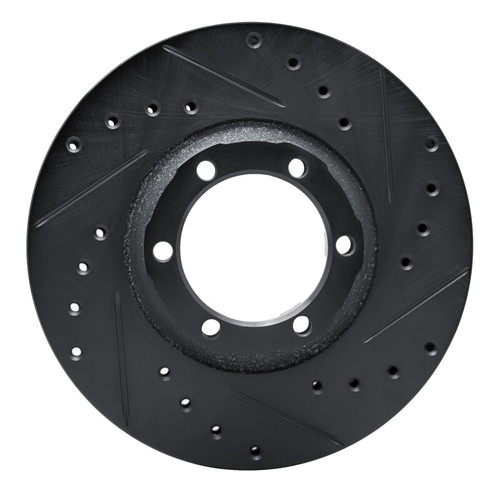 R1 86-96 Dodge Ram 50 Front Right Drilled & Slotted Black Brake Rotor