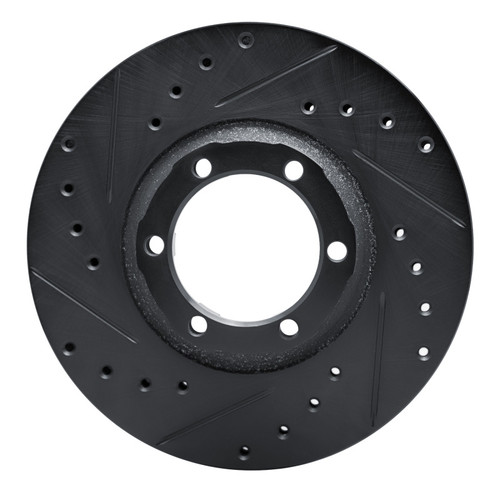 R1 86-96 Dodge Ram 50 Front Left Drilled & Slotted Black Brake Rotor