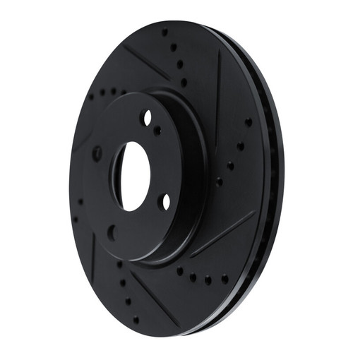 R1 16-25 Mazda 2 (Mexico) Front Right Drilled & Slotted Black Brake Rotor