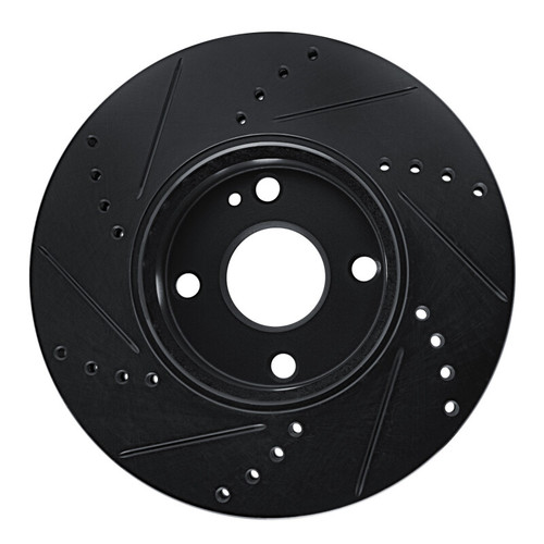 R1 16-25 Mazda 2 (Mexico) Front Right Drilled & Slotted Black Brake Rotor