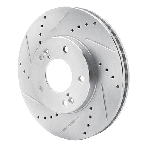 R1 01-03 Hyundai XG350 Front Left Drilled & Slotted Silver Brake Rotor