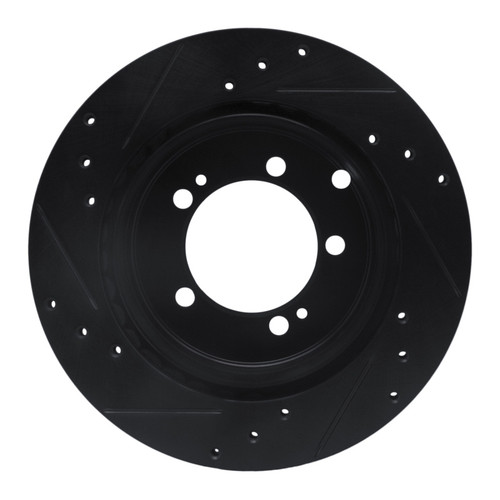 R1 92-96 Mitsubishi DIAMANTE Rear Right Drilled & Slotted Black Brake Rotor