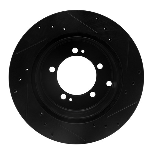 R1 92-96 Mitsubishi DIAMANTE Rear Left Drilled & Slotted Black Brake Rotor