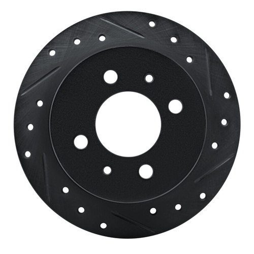 R1 92-96 Dodge COLT Rear Right Drilled & Slotted Black Brake Rotor