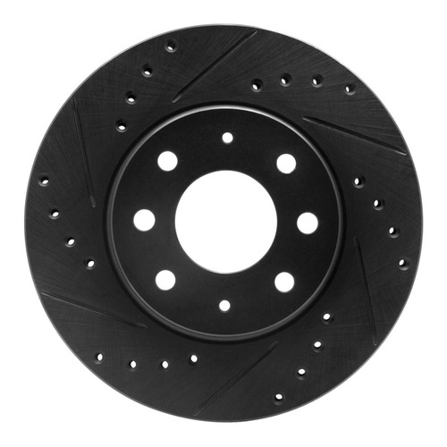 R1 90-93 Mitsubishi Galant Front Left Drilled & Slotted Black Brake Rotor