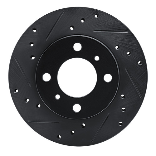 R1 92-00 Dodge COLT Front Left Drilled & Slotted Black Brake Rotor