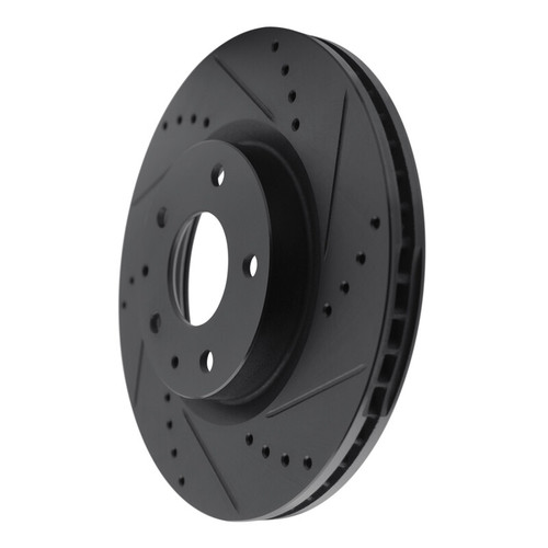 R1 19-25 Mazda CX-30 Front Right Drilled & Slotted Black Brake Rotor