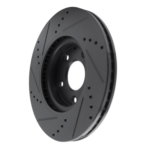 R1 19-25 Mazda CX-30 Front Right Drilled & Slotted Black Brake Rotor