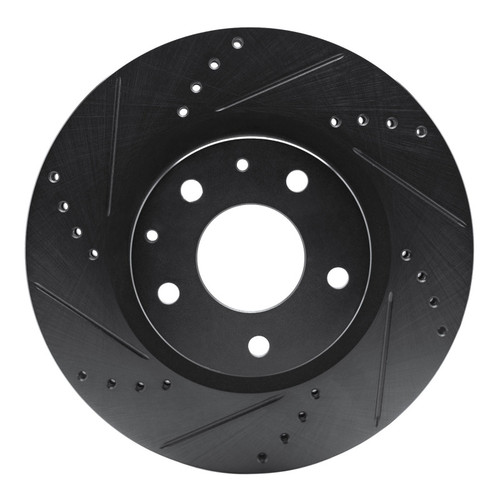 R1 19-25 Mazda CX-30 Front Left Drilled & Slotted Black Brake Rotor