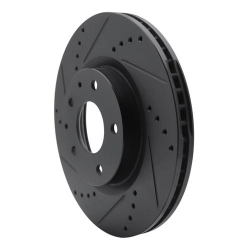 R1 19-25 Mazda CX-30 Front Left Drilled & Slotted Black Brake Rotor