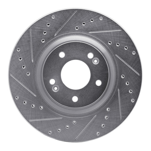 R1 11-25 Hyundai TUCSON Front Left Drilled & Slotted Silver Brake Rotor