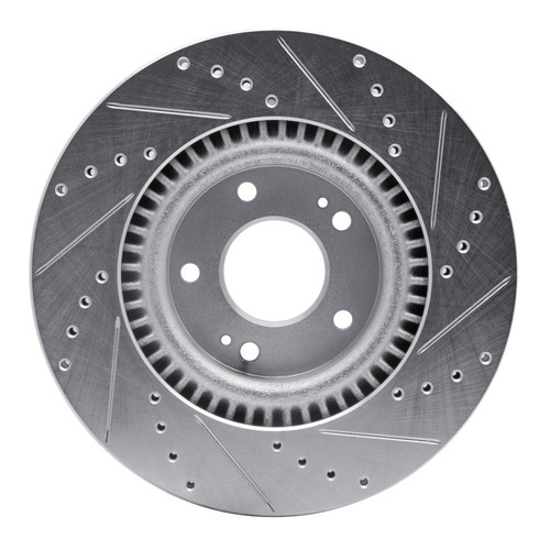 R1 11-25 Hyundai TUCSON Front Left Drilled & Slotted Silver Brake Rotor