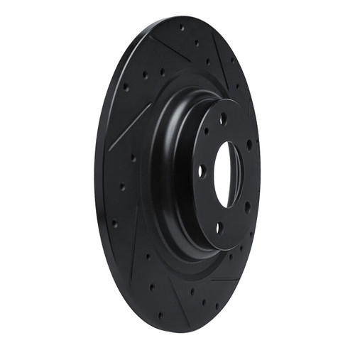 R1 16-23 Mazda CX-9 Rear Right Drilled & Slotted Black Brake Rotor