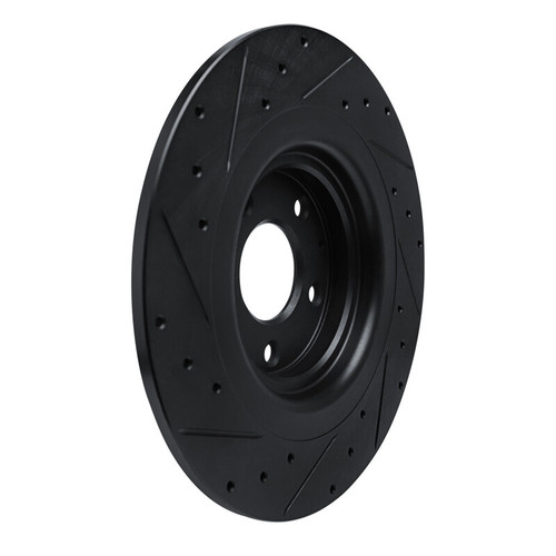 R1 16-23 Mazda CX-9 Rear Right Drilled & Slotted Black Brake Rotor