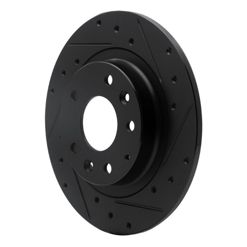 R1 16-18 Mazda CX-3 Rear Right Drilled & Slotted Black Brake Rotor