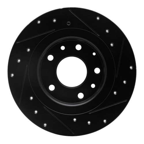 R1 16-18 Mazda CX-3 Rear Left Drilled & Slotted Black Brake Rotor