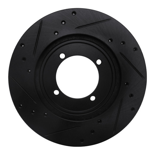 R1 84-90 Dodge COLT Front Right Drilled & Slotted Black Brake Rotor