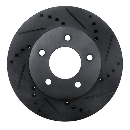 R1 96-98 Mazda MPV Front Right Drilled & Slotted Black Brake Rotor