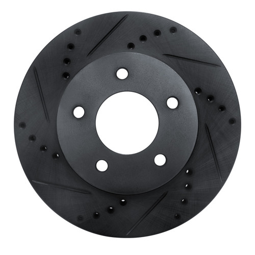 R1 96-98 Mazda MPV Front Left Drilled & Slotted Black Brake Rotor