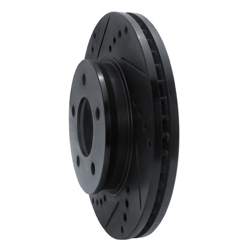 R1 96-98 Mazda MPV Front Left Drilled & Slotted Black Brake Rotor