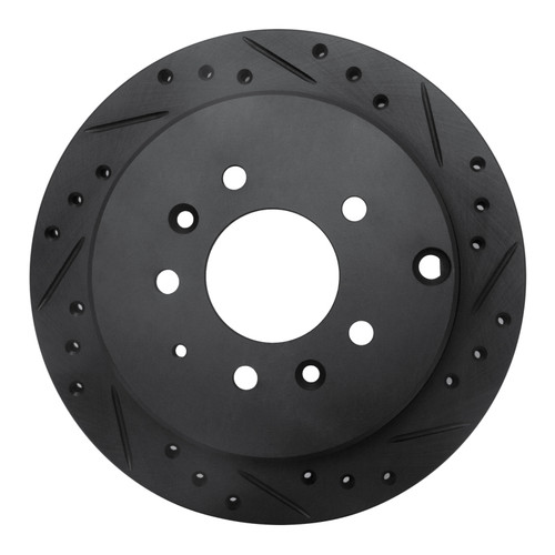 R1 92-06 Mazda 929 Rear Right Drilled & Slotted Black Brake Rotor