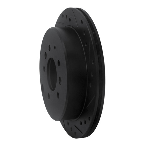 R1 92-06 Mazda 929 Rear Right Drilled & Slotted Black Brake Rotor