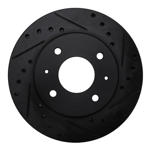 R1 85-91 Dodge COLT Front Right Drilled & Slotted Black Brake Rotor