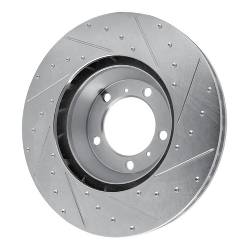 R1 17-23 Porsche Panamera Left Front Drilled & Slotted Silver Brake Rotor