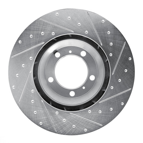 R1 17-23 Porsche Panamera Left Front Drilled & Slotted Silver Brake Rotor