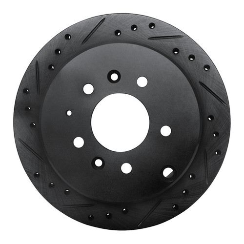 R1 92-06 Mazda 929 Rear Left Drilled & Slotted Black Brake Rotor