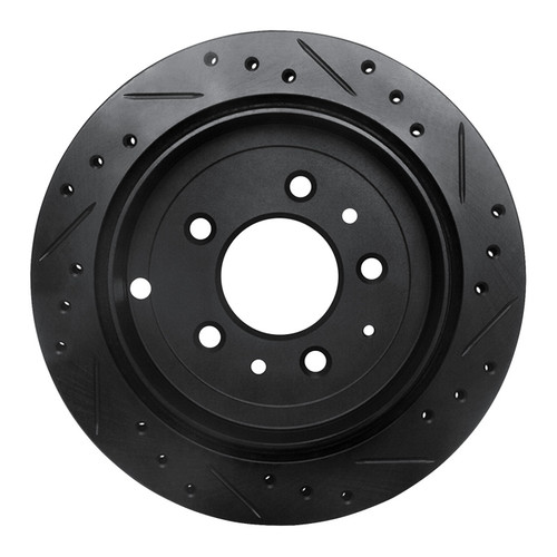 R1 92-06 Mazda 929 Rear Left Drilled & Slotted Black Brake Rotor