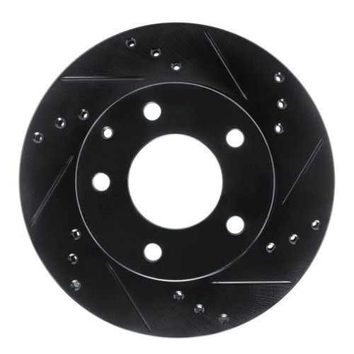 R1 92-93 Mazda MPV Front Right Drilled & Slotted Black Brake Rotor