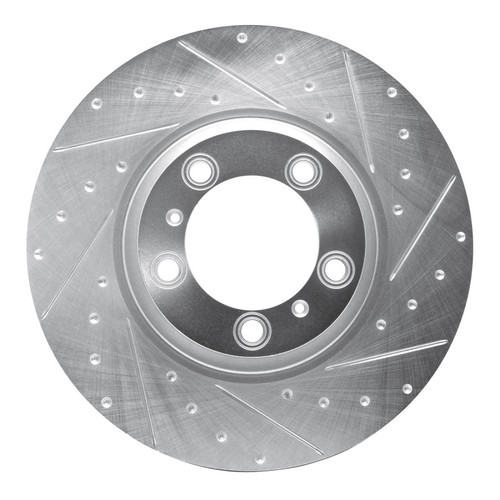 R1 17-23 Porsche Panamera Right Front Drilled & Slotted Silver Brake Rotor