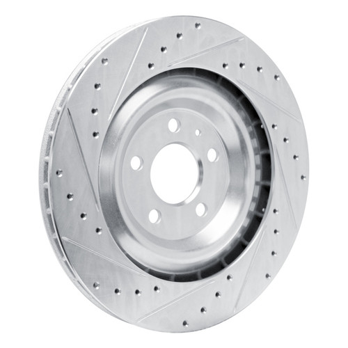R1 15-18 Porsche Macan Rear Left Drilled & Slotted Silver Brake Rotor