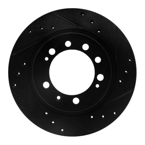 R1 83-89 Chrysler CONQuest Rear Right Drilled & Slotted Black Brake Rotor