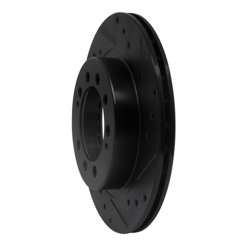 R1 83-89 Chrysler CONQuest Rear Right Drilled & Slotted Black Brake Rotor