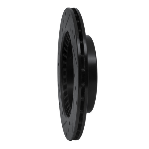 R1 83-89 Chrysler CONQuest Rear Right Drilled & Slotted Black Brake Rotor