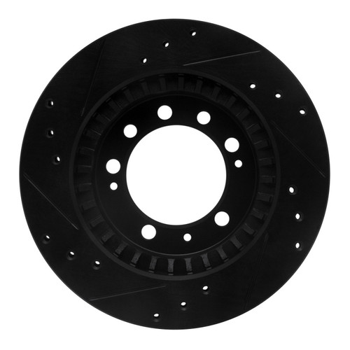 R1 83-89 Chrysler CONQuest Rear Right Drilled & Slotted Black Brake Rotor