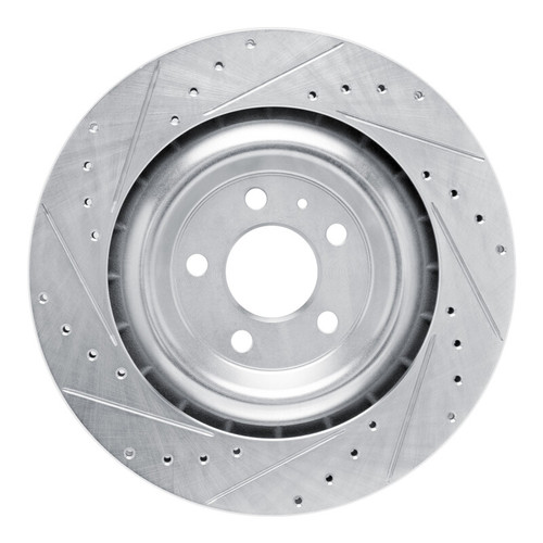 R1 15-18 Porsche Macan Rear Right Drilled & Slotted Silver Brake Rotor