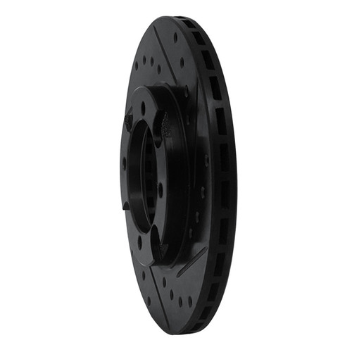 R1 83-91 Dodge COLT Front Right Drilled & Slotted Black Brake Rotor