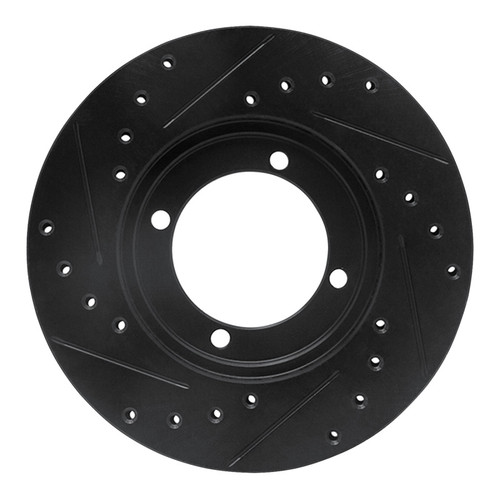 R1 83-91 Dodge COLT Front Right Drilled & Slotted Black Brake Rotor