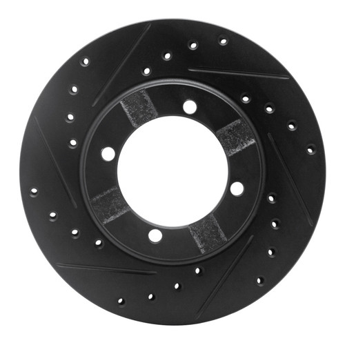 R1 83-91 Dodge COLT Front Left Drilled & Slotted Black Brake Rotor