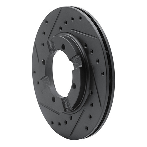 R1 83-91 Dodge COLT Front Left Drilled & Slotted Black Brake Rotor