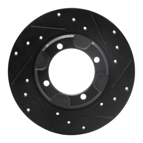 R1 85-91 Dodge COLT Front Right Drilled & Slotted Black Brake Rotor ECB-72002R